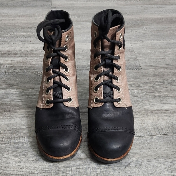 Sorel Joan of Arctic Wedge II PDX Waterproof Lace Up Leather Ankle Booties - Picture 3 of 14